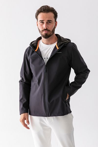 JB John Borners Men's Hooded Zippered Double Pocket Softshell Coat Anthracite - 25K 6044-1