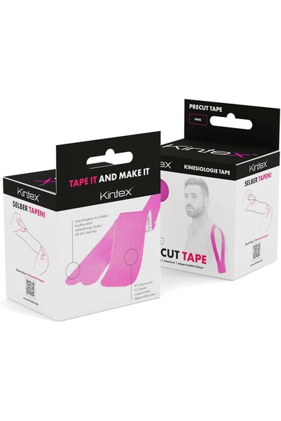 Kıntex PreCut Kinesiology Sports Tape 25 cm x 5 cm - Muscle Support & Recovery, 20 Strips, Pink