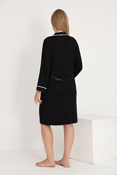 Miss Dünya Lissa Şerit Detaylı Midi Boy Askılı Hamile ve Lohusa Sabahlık Gecelik Takımı