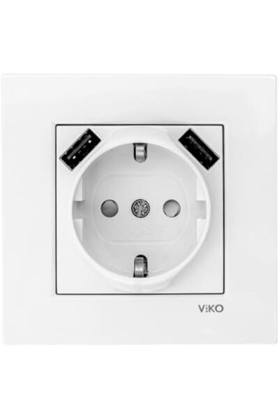 AC BOX Karre White 2 USB Grounded Socket Ac Box 861931