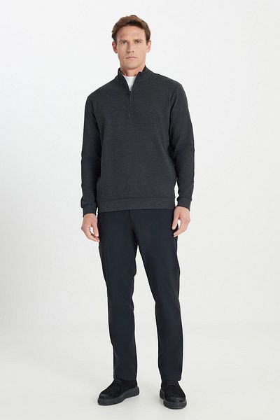 ALTINYILDIZ CLASSICS Men's Anthracite-Melange Warm Regular Fit Comfortable Cut Bato Stand Collar Flexible Sweatshirt