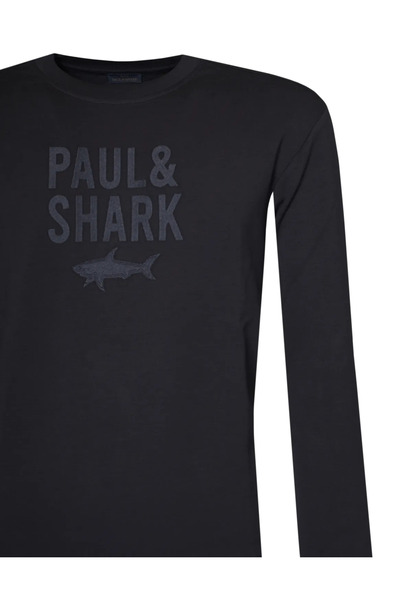 PAUL&SHARK Men's Cotton Front Logo Pattern Round Neck Cotton Long Sleeve Navy Blue Sweatshirt 15311839-050
