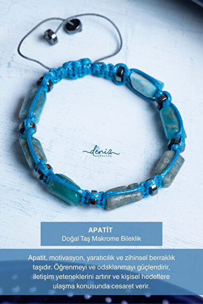 Deniz Doğal Taş Certified Apatite Natural Stone Macrame Bracelet