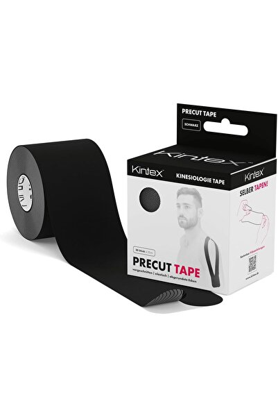 Kıntex شريط رياضي مُقطّع مسبقًا، مقاس 25 سم × 5 سم - لدعم العضلات والتعافي، 20 شريطًا، أسود