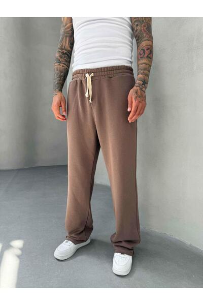 KağanKY بدلة رياضية فضفاضة ذات أرجل واسعة باللون البني