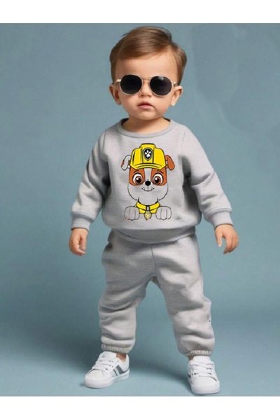 bebekpare Boy's Bottom Top Set Gerber Gray (Non-Shardon Fabric) 100% Cotton