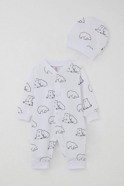 Breeze Baby Boy Jumpsuit Cute Polar Bear Patterned 0-6 Months, White