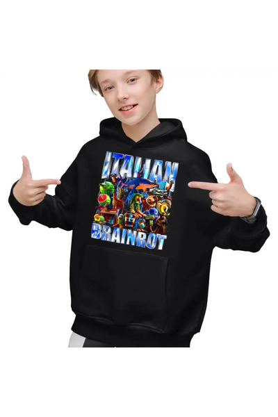 OEM Hanorac Copii Baieti Brainrot Italian Retro Meme Shark