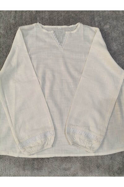 UK CREATIONS COTTON WHITE LINEN SHIRT