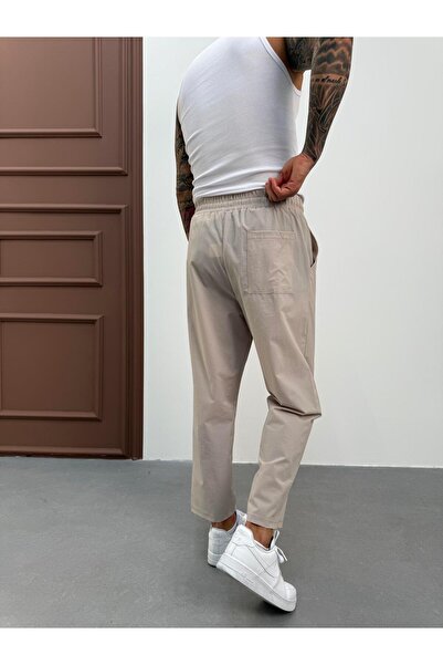 KağanKY Φόρμα Boyfriend από ύφασμα Cream Parachute