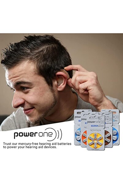 powerone بطاريات المعينات السمعية 312 خالية من الزئبق، عبوة واحدة من 6 بطاريات 1.45 فولت