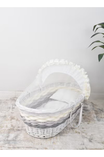 Fun Moment سلة موسى من الخيزران المضفرة بدقة