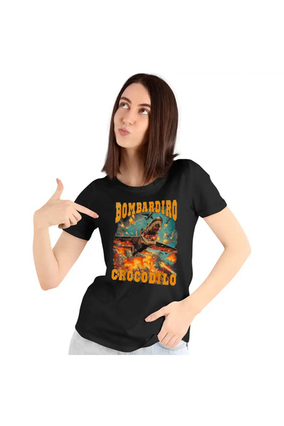 OEM Women's T-Shirt Brainrot Bombadiro Crocodile Airplane