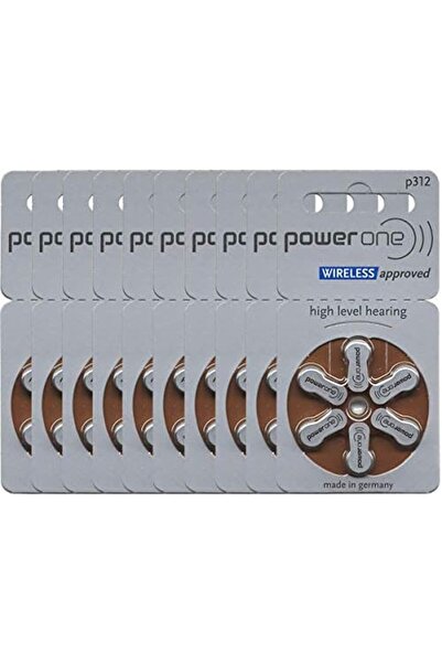 powerone بطاريات Power One Size 312 الخالية من الزئبق لأجهزة السمع (عبوة واحد...