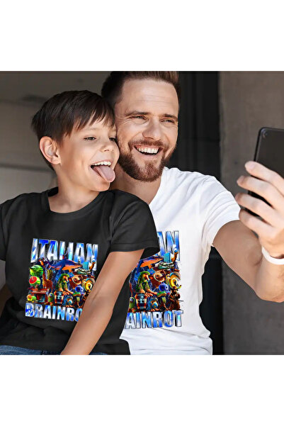 OEM Kids Boys' T-Shirt Brainrot Italian Retro Meme Shark