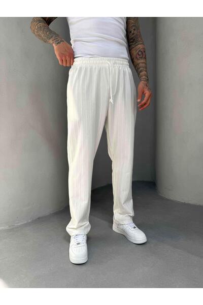 KağanKY Λευκή ριγέ αθλητική φόρμα