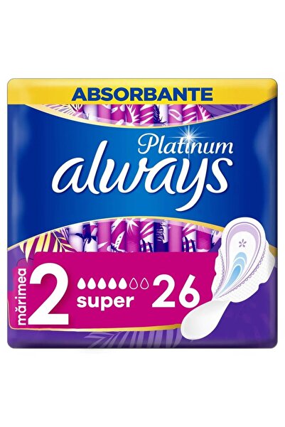 Always Platinum Super Sanitary Napkins Size 2, 26 pcs