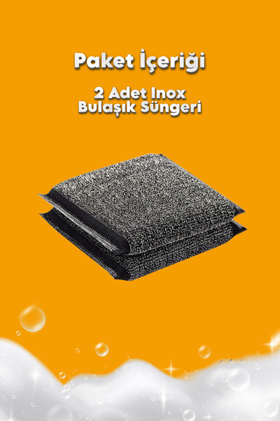 GRİMOR Life 2 Pieces Magic Inox Wire Dish Sponge – Stainless Steel, Oil and Dirt Remover Sponge