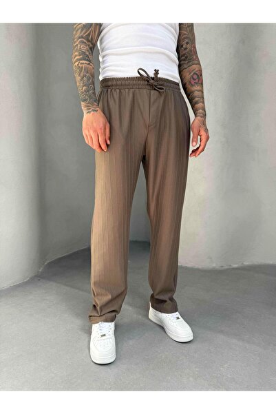 KağanKY Καφέ ριγέ αθλητική φόρμα