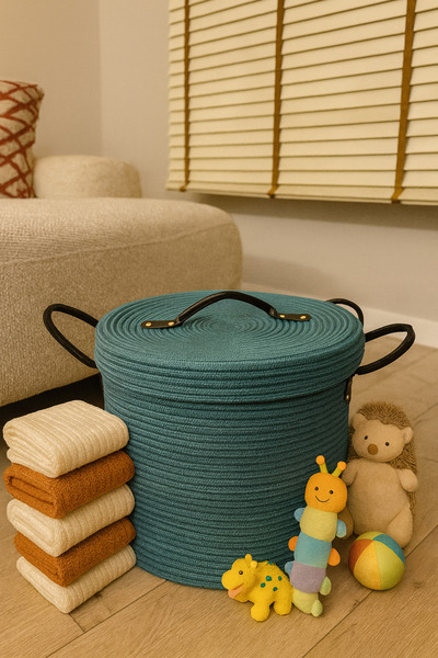 MaVaux Armonia Leather Handle Covered Dirty Laundry Basket Organizing Basket Toy Basket