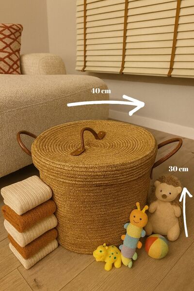 MaVaux Armonia Leather Handle Covered Dirty Laundry Basket Organizing Basket Toy Basket