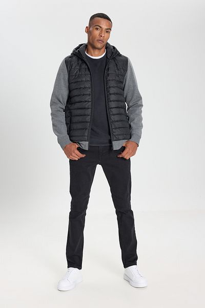 ALTINYILDIZ CLASSICS Men's Anthracite-Melange Cotton Standard Fit Regular Cut Hooded Pocket Flexible Sweatshirt