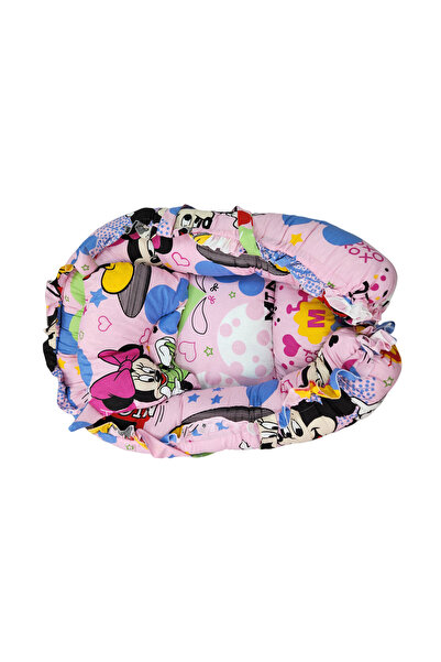 fantasialand Cuib pentru bebeluși cu pernă, model Mickey + Minnie, culoare roz