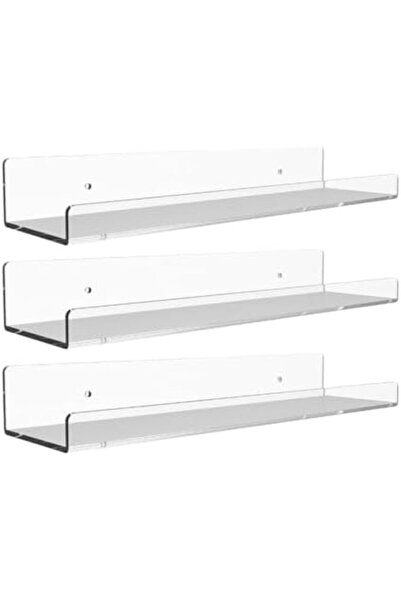 Slasa مجموعة من 3 رفوف حائط عائمة مصنوعة من الأكريليك الشفاف مقاس 15 بوصة - ر...
