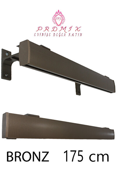 PERDE Mix 175 CM BRONZ VİP Dekoratif Perde Ray Kornişi Alüminyum Ayaklı Tek K...
