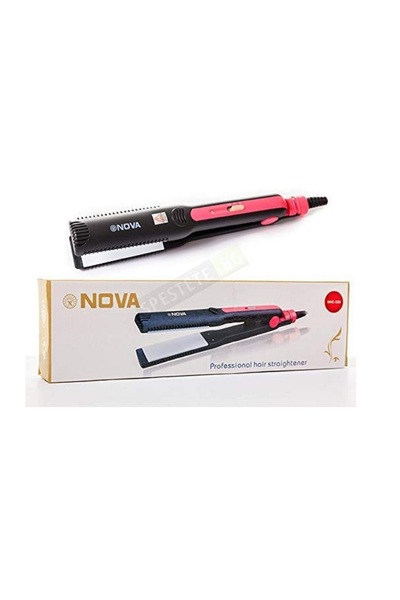 Nova Professional Ceramic Hair Straightener, Black and Pink