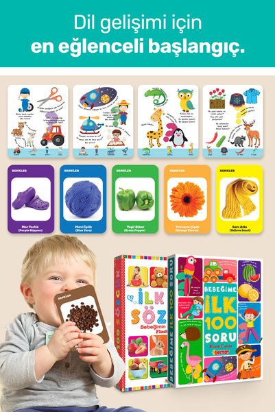 Diytoy My Baby's First Intelligence Cards 100 Words & 100 Questions Flash Card Set Educational Cards That Teach Talking
