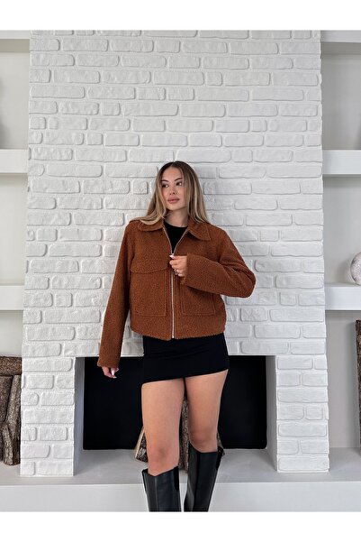 Ekim Store Жіночий короткий буклетний піджак на блискавці