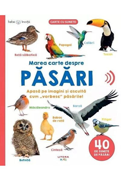 Editura Litera Bebe invata. Marea carte despre pasari. 40 de sune