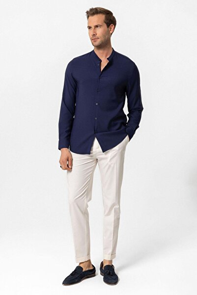 Antioch Navy Blue Regular Fit Judge Collar Men's Shirt