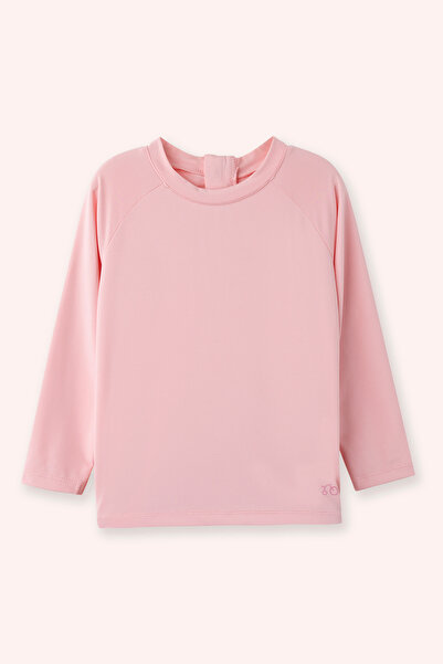 Panço Kız Bebek Bisiklet Yaka Uv Korumalı Pembe Tişört