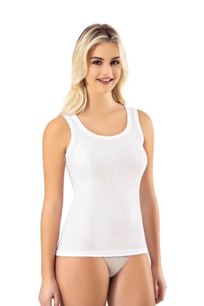 Bonnie Clyde قميص داخلي نسائي بحزام سميك من القطن بتصميم سادة أبيض 6 قطع - أبيض - BCP1.KOU-6K01A5-BE