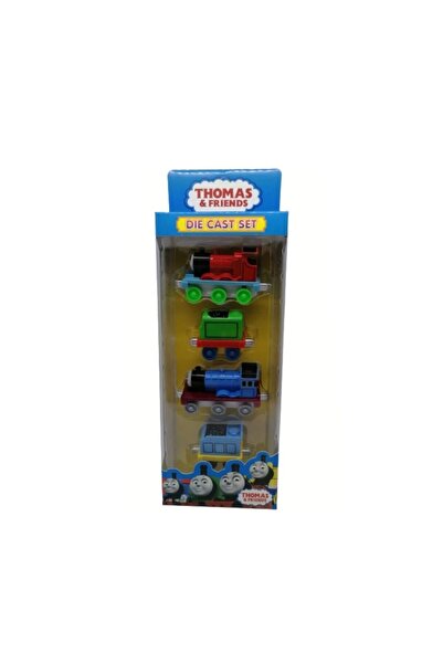 OEM Set 2 locomotive si 2 vagoane metalice cu magnet, tip Thomas and Friends, multicolor