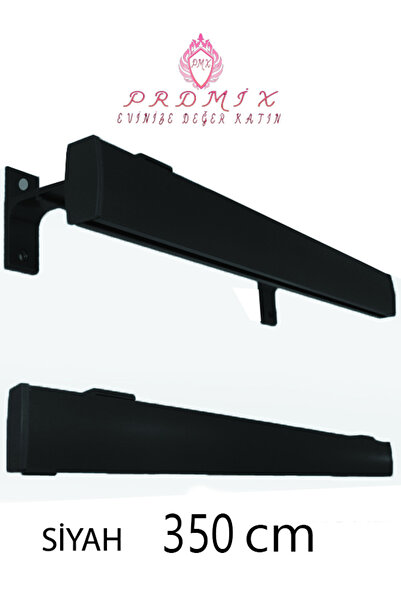 PERDE Mix 350 CM SİYAH VİP Dekoratif Perde Ray Kornişi Alüminyum Ayaklı Tek K...