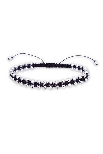 Abundo Adjustable bracelet "Silver Big Disco Ball" with hematite