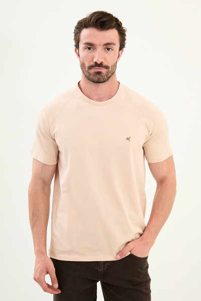 Mcr Ανδρικό μπλουζάκι με λαιμόκοψη με ίσια άνετη εφαρμογή μπεζ - 36864.25Y