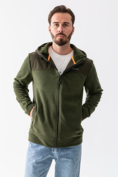 JB John Borners Ανδρικό φούτερ με κουκούλα με διπλή τσέπη Fleece Khaki - 25K 6044