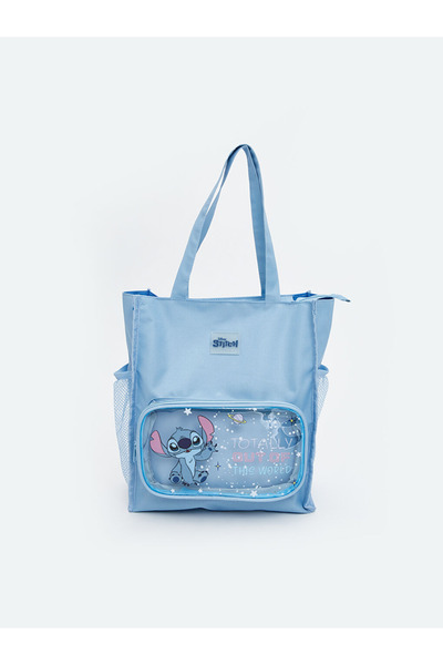 LC Waikiki Stitch Printed Girl's Shoulder Bag with Transparent Pocket Detail