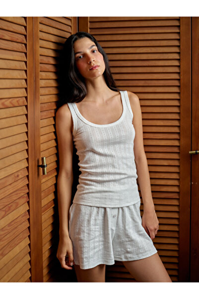 bed and beyond Pointel Desenli Pamuklu Kadın Şort