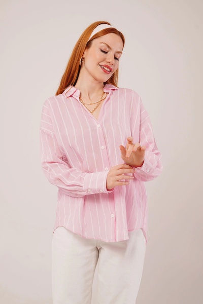 MetuCA Striped Pink Shirt with Cufflinks