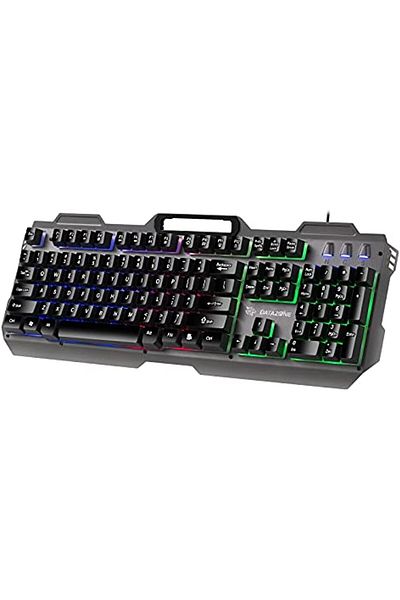 Datazone Keyboard Metal Panel Colorful Led Backlit Wired Desktop Keyboards Water Resistant USB Gamin