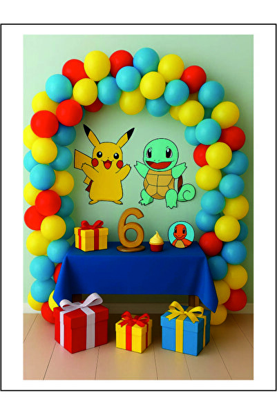 Masal Şekerleme Pokemon Balon Zincir - Doğum Günü Süsleme Seti