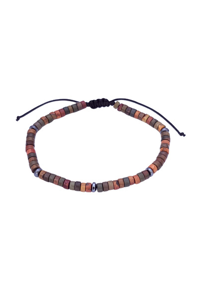 Abundo "Picasso Jasper" adjustable bracelet with jasper and hematite