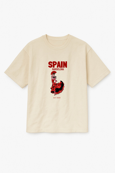 Altair Tr تي شيرت مطبوع عليه إسبانيا إسبانيا للجنسين باللون البيج مقاس كبير