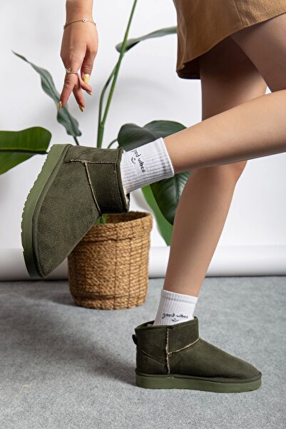 Brawer UGGLY Muadil Midi Süet Kadın Haki Yeşil Bot