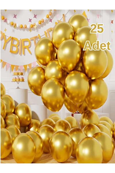Baloncu Dükkanı 25 Adet Gold Metalik Balonlar Parlak Parti Balonu Mezuniyet, ...